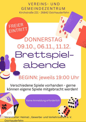 Plakat Brettspielabend mit Terminankündigung